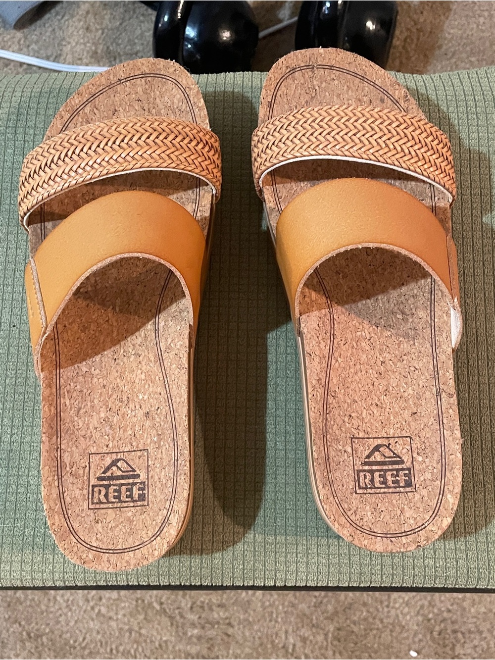 Reef Two-Strap Slide Sandals in Mustard